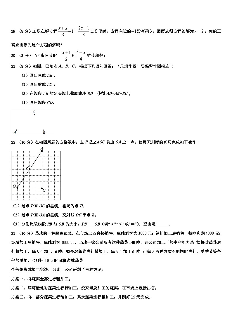 江苏省南师大附中树人学校2026届数学七上期末复习检测模拟试题含解析第3页