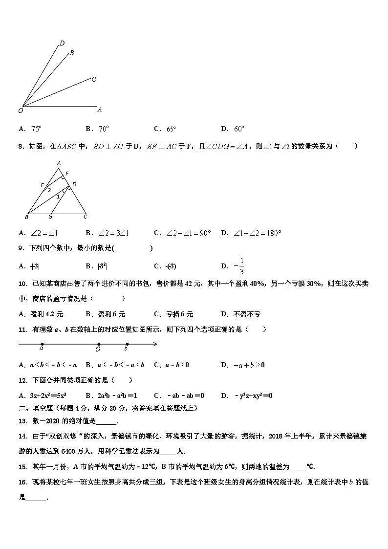 江苏省苏州市高新区实验初级中学2026届七年级数学第一学期期末学业质量监测模拟试题含解析第2页