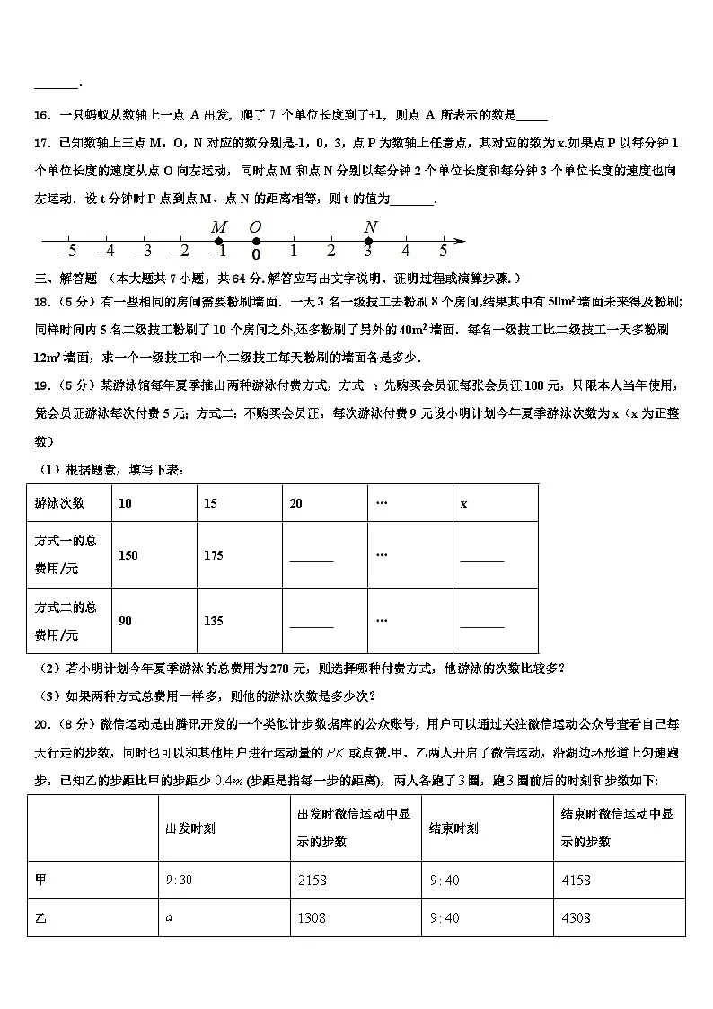 江苏省苏州工业园区第十中学2026届数学七年级第一学期期末调研试题含解析第3页