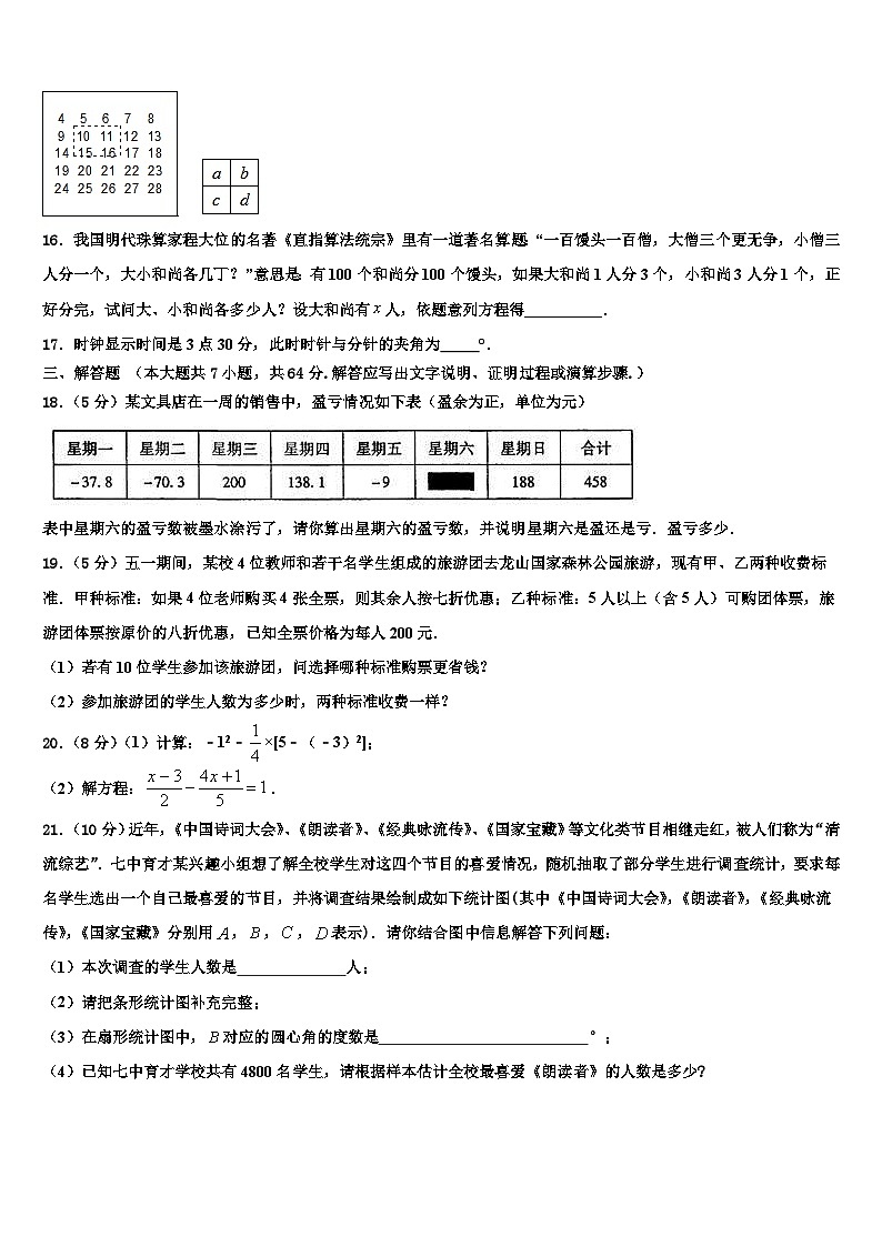 江苏省无锡市长泾片2026届七年级数学第一学期期末综合测试模拟试题含解析第3页