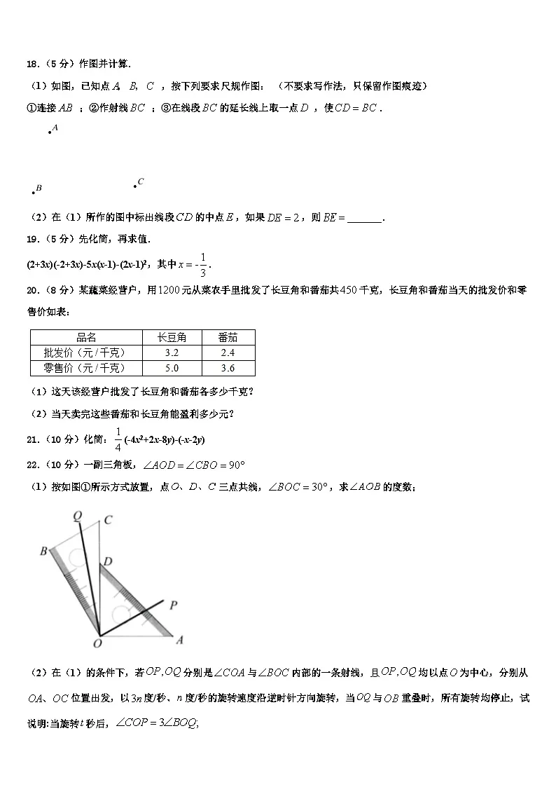 江苏省盐城市明达中学2026届七年级数学第一学期期末复习检测试题含解析第3页