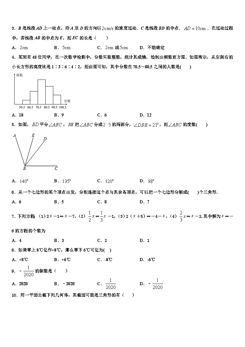 吉林省长春市农安县2026届数学七年级第一学期期末学业水平测试试题含解析第2页