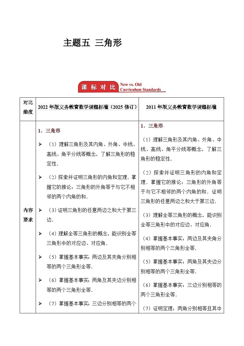 主题五 三角形 2026年中考数学专题复习考点解读教案第1页
