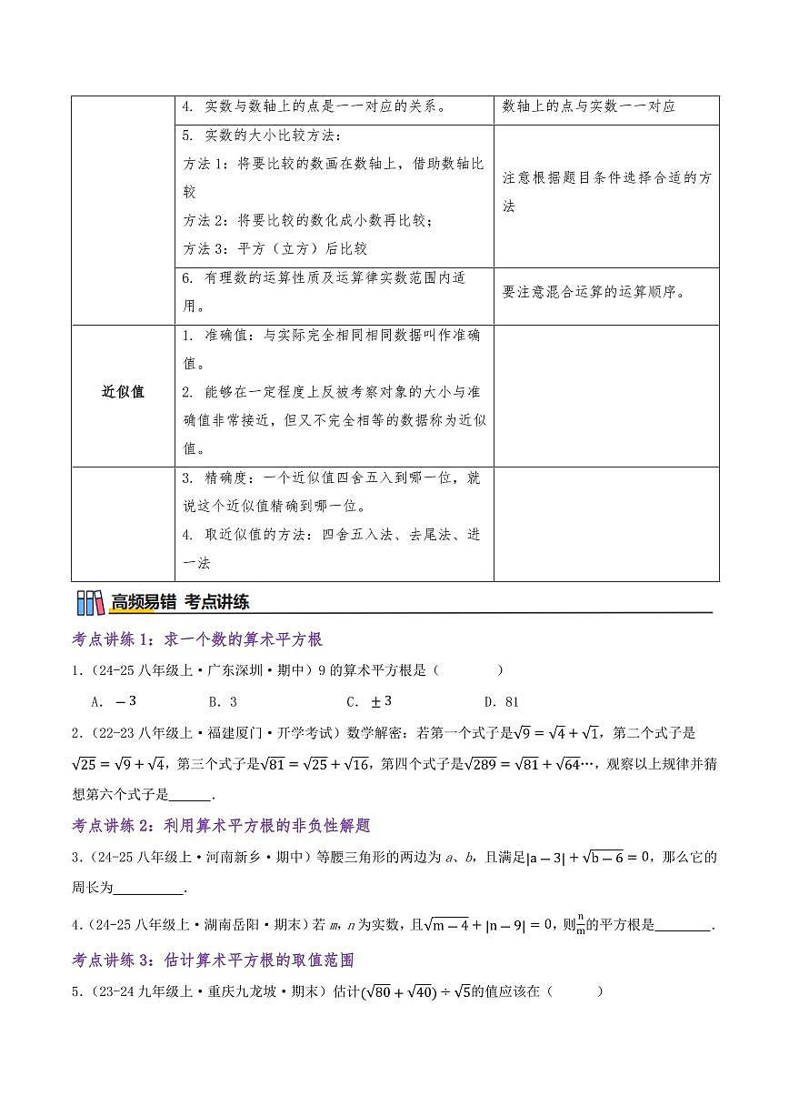 实数的初步认识（知识梳理+27个高频易错考点）（原卷版）第3页