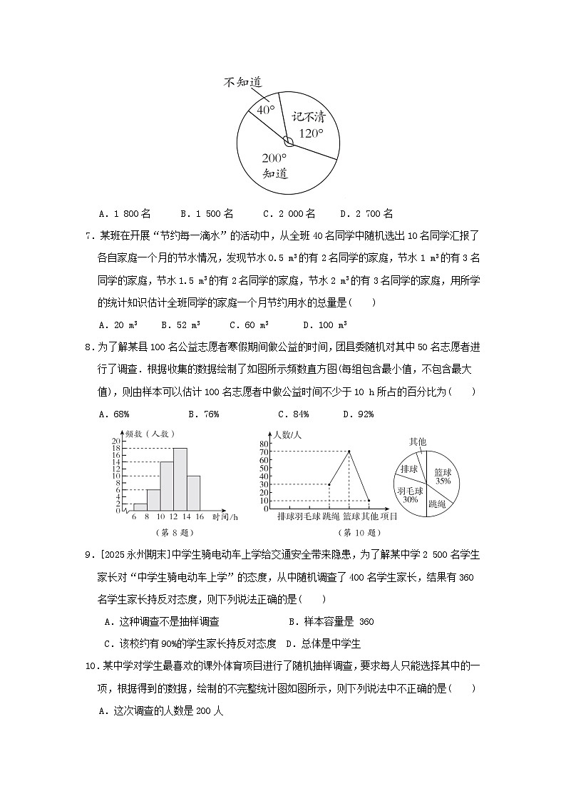 2025秋九年级数学上册第5章用样本推断总体综合素质评价试卷（含解析湘教版）第2页
