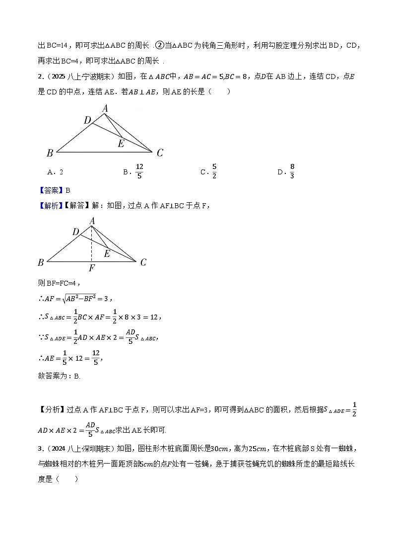 第2章 特殊三角形（B卷·能力提升练）（解析版）-【单元测试】八年级数学上册分层训练AB卷（浙教版）第2页