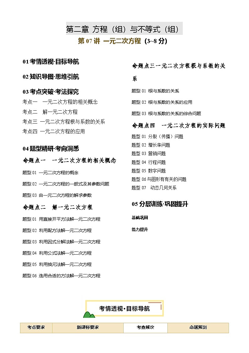 第07讲 一元二次方程（4考点+19题型）解析版第1页
