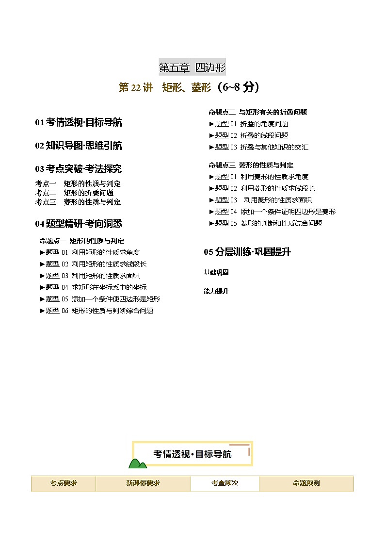 第22讲 矩形、菱形 原卷版第1页