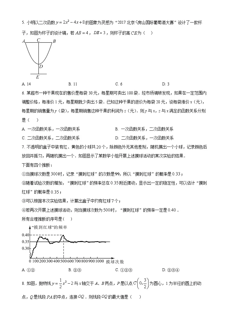 北京市海淀外国语实验学校学校九年级上学期月考数学试题（原卷版）-A4第2页
