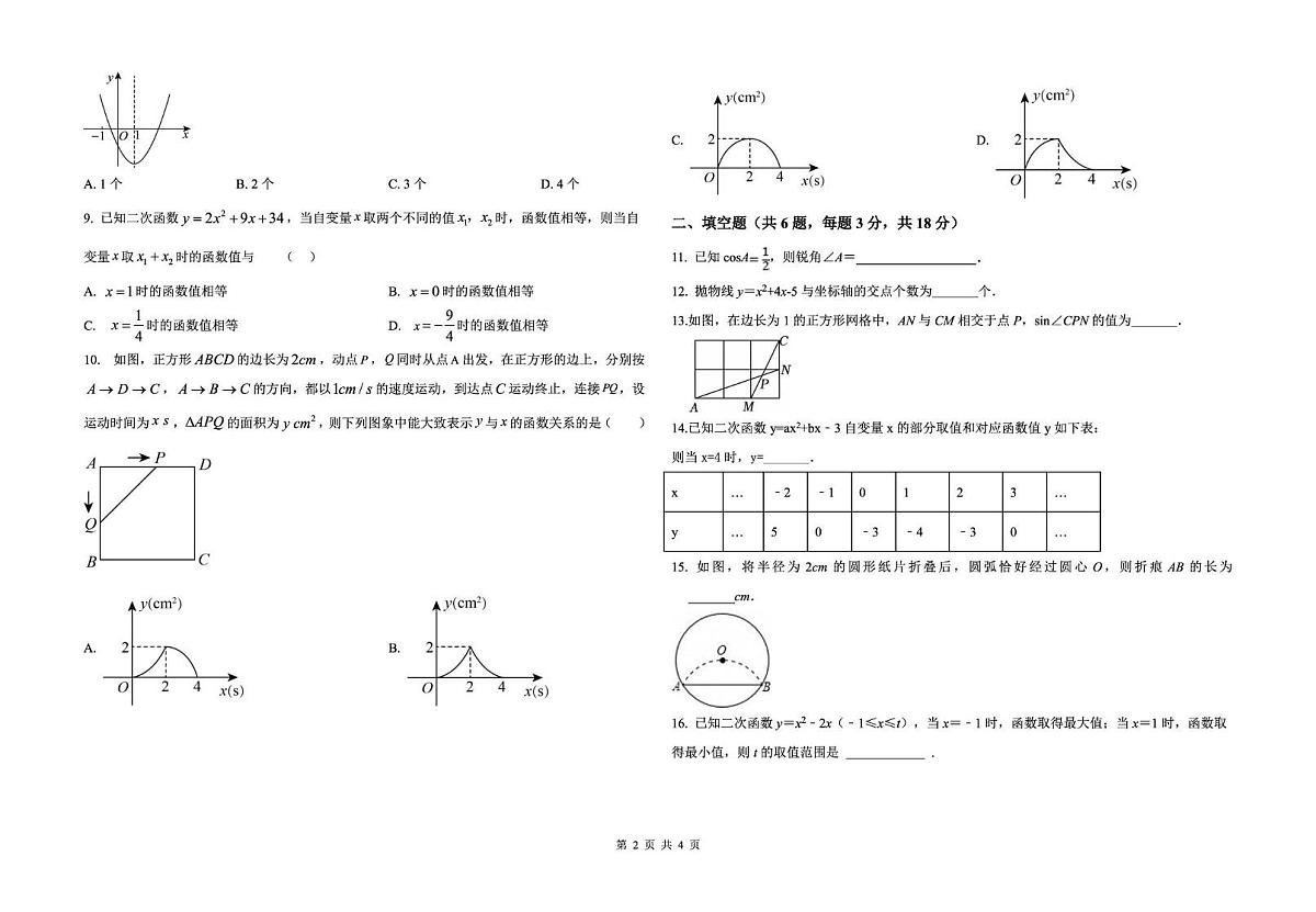 山东省威海市威海火炬高技术产业开发区2025-2026学年九年级上学期期中数学试题第2页