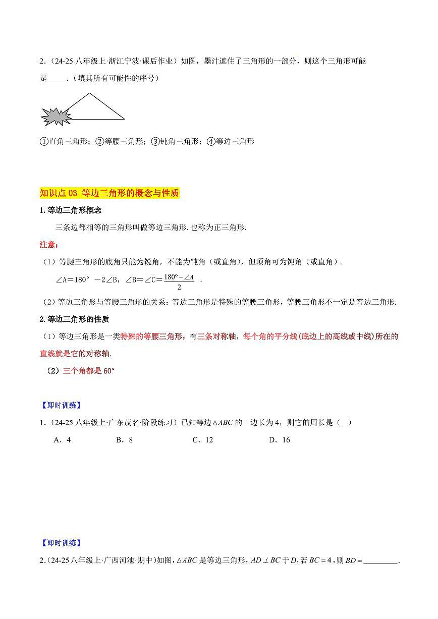 等腰三角形的性质与判定（4大知识点+11大典例+变式训练+过关检测）（原卷版）第3页