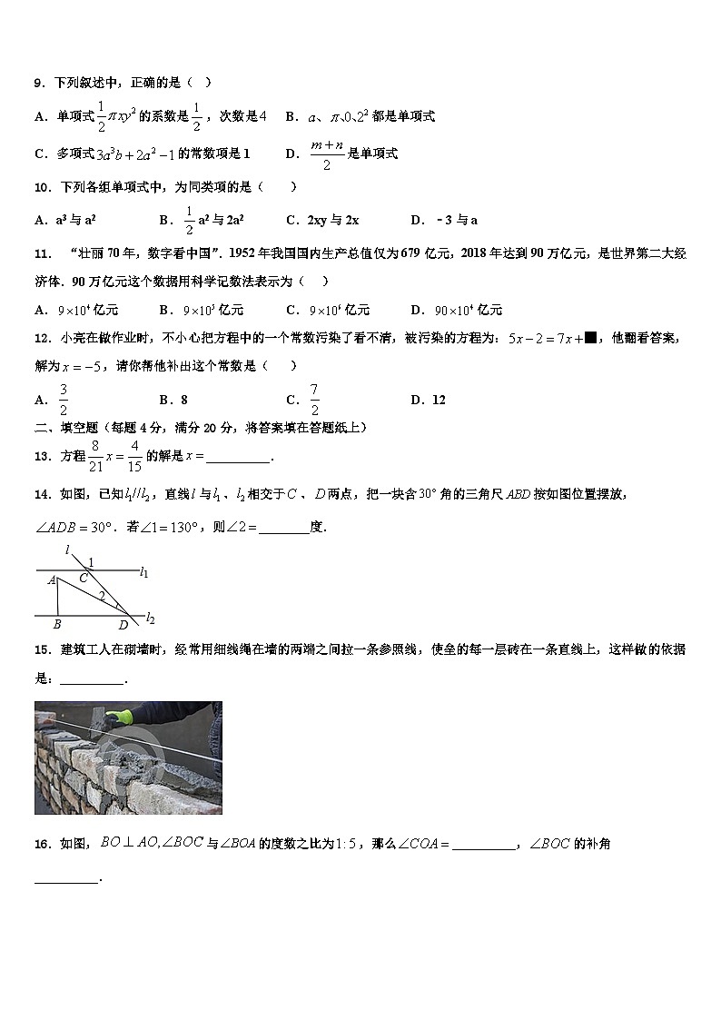 南省洛阳市偃师县2026届七年级数学第一学期期末质量跟踪监视模拟试题含解析第2页