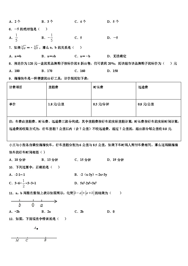 辽宁省盘锦市名校2026届数学七上期末质量检测试题含解析第2页