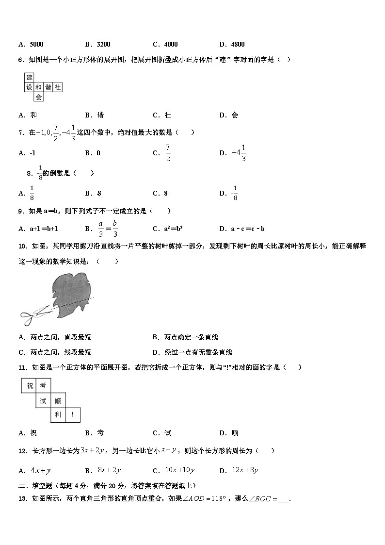 宁夏吴忠市红寺堡二中学第一期期2026届数学七年级第一学期期末经典模拟试题含解析第2页