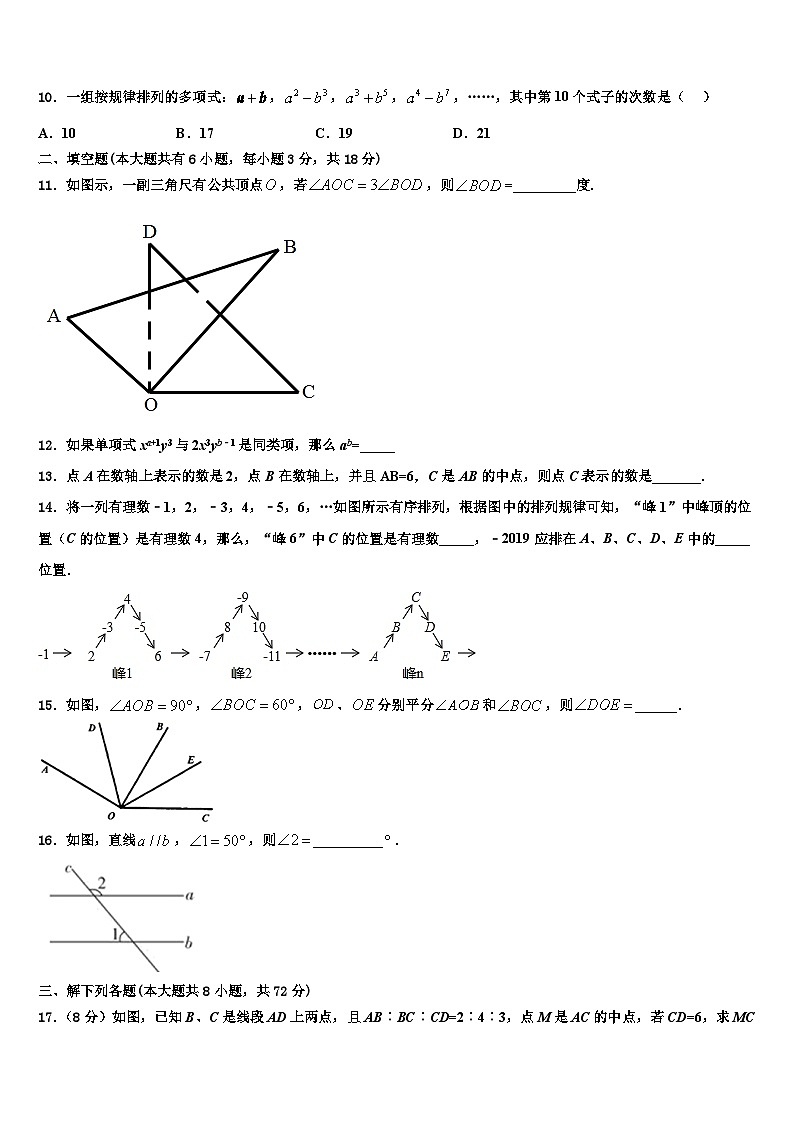 山东省东营市垦利区郝家镇中学2026届数学七上期末质量检测模拟试题含解析第2页