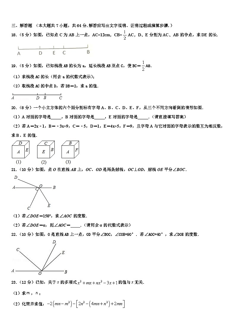 山东省济宁金乡县联考2026届数学七年级第一学期期末达标测试试题含解析第3页
