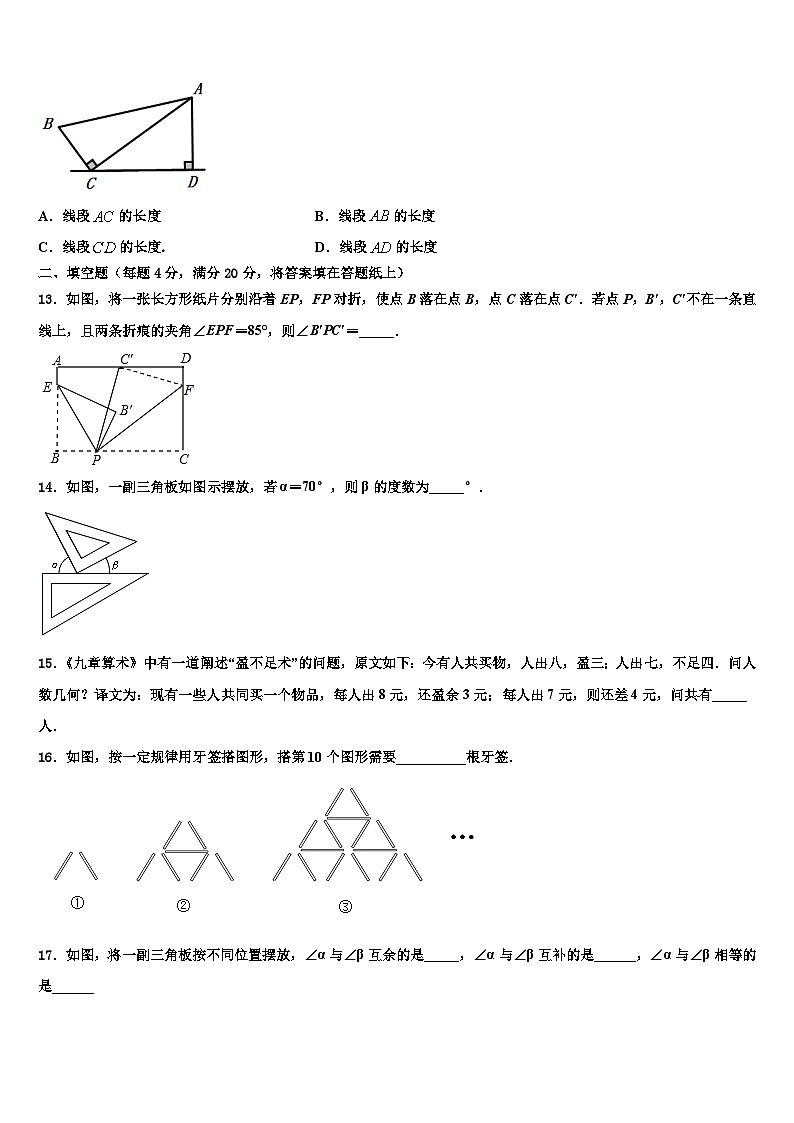 山东省日照市高新区中学2026届数学七上期末监测模拟试题含解析第3页