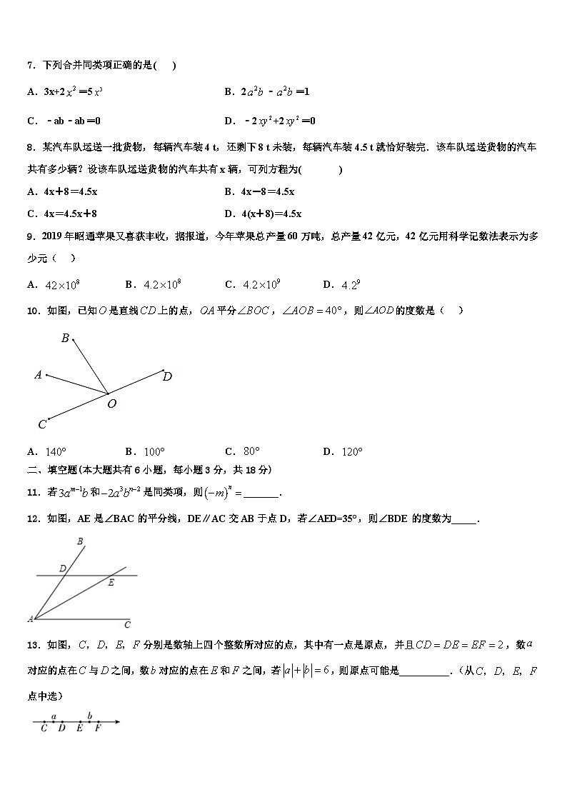 山东省阳谷县2026届数学七上期末教学质量检测模拟试题含解析第2页