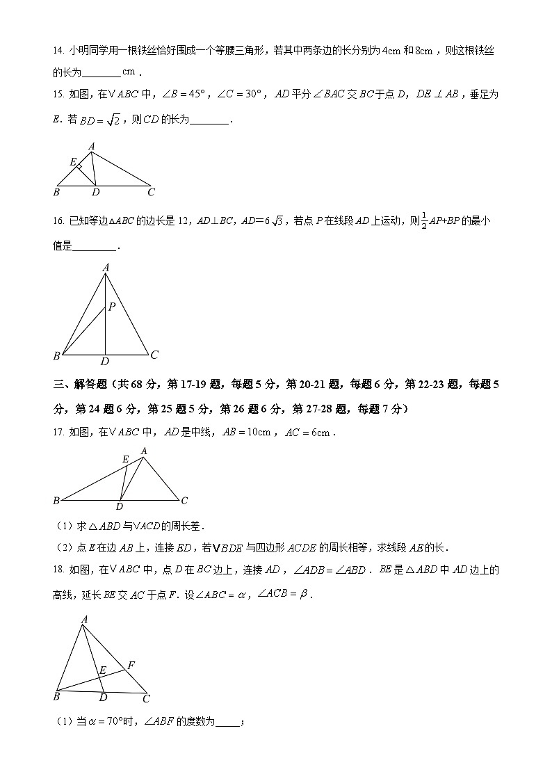 北京市陈经纶中学分校望京实验学校上学期八年级期中前学情检测数学学科（原卷版）-A4第3页