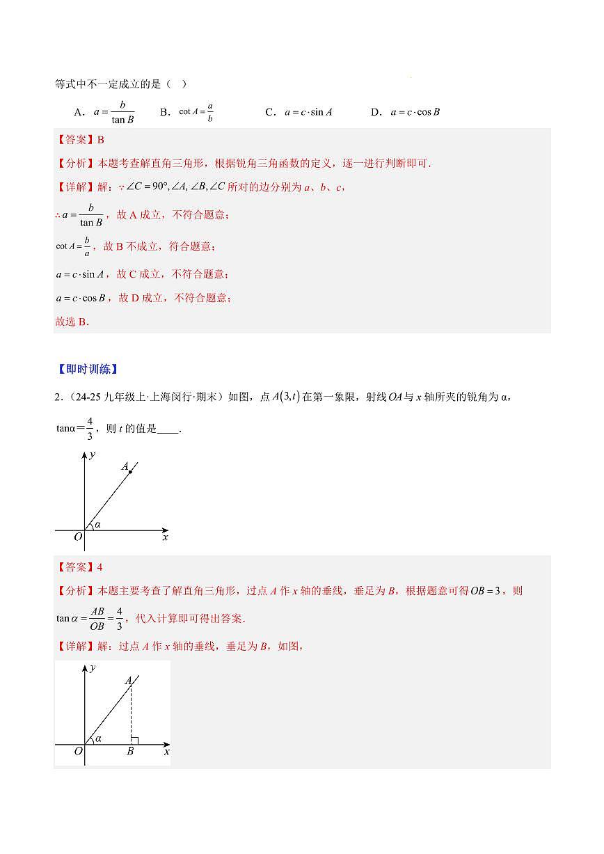 解直角三角形（5大知识点+10大典例+变式训练+过关检测）（解析版）第2页
