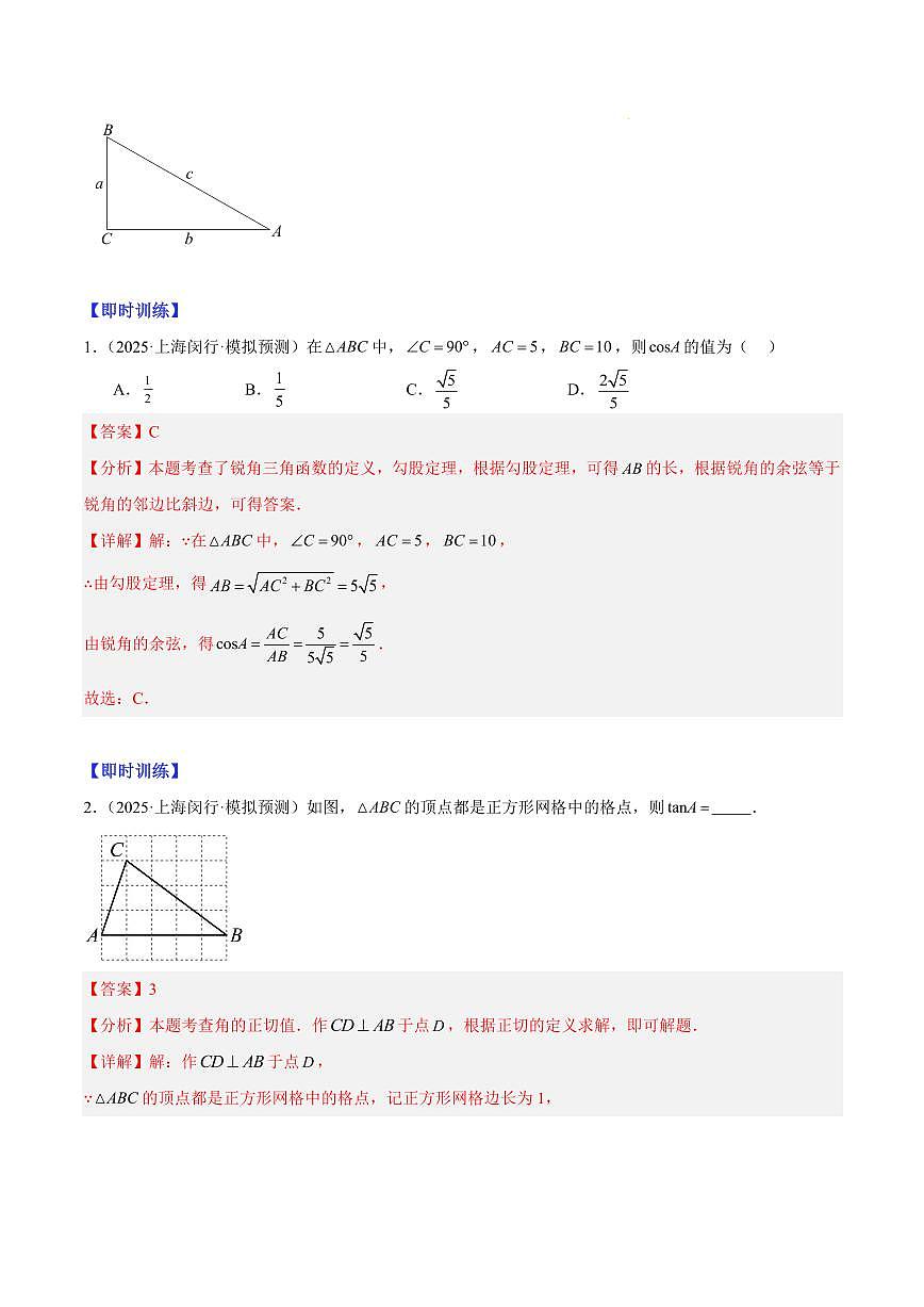锐角的三角比（3大知识点+11大典例+变式训练+过关检测）（解析版）第2页
