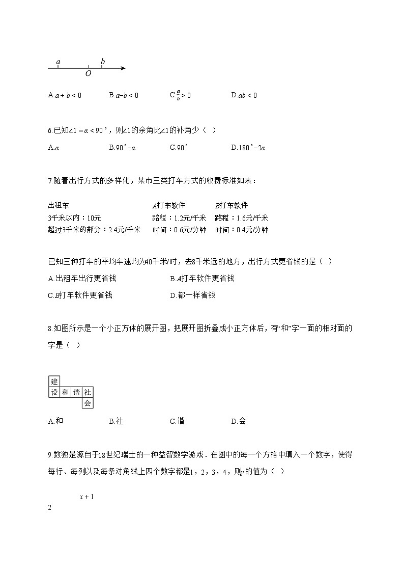 2025_2026学年广西壮族自治区玉林市玉州区七年级上学期期末考试数学试卷【附解析】第2页