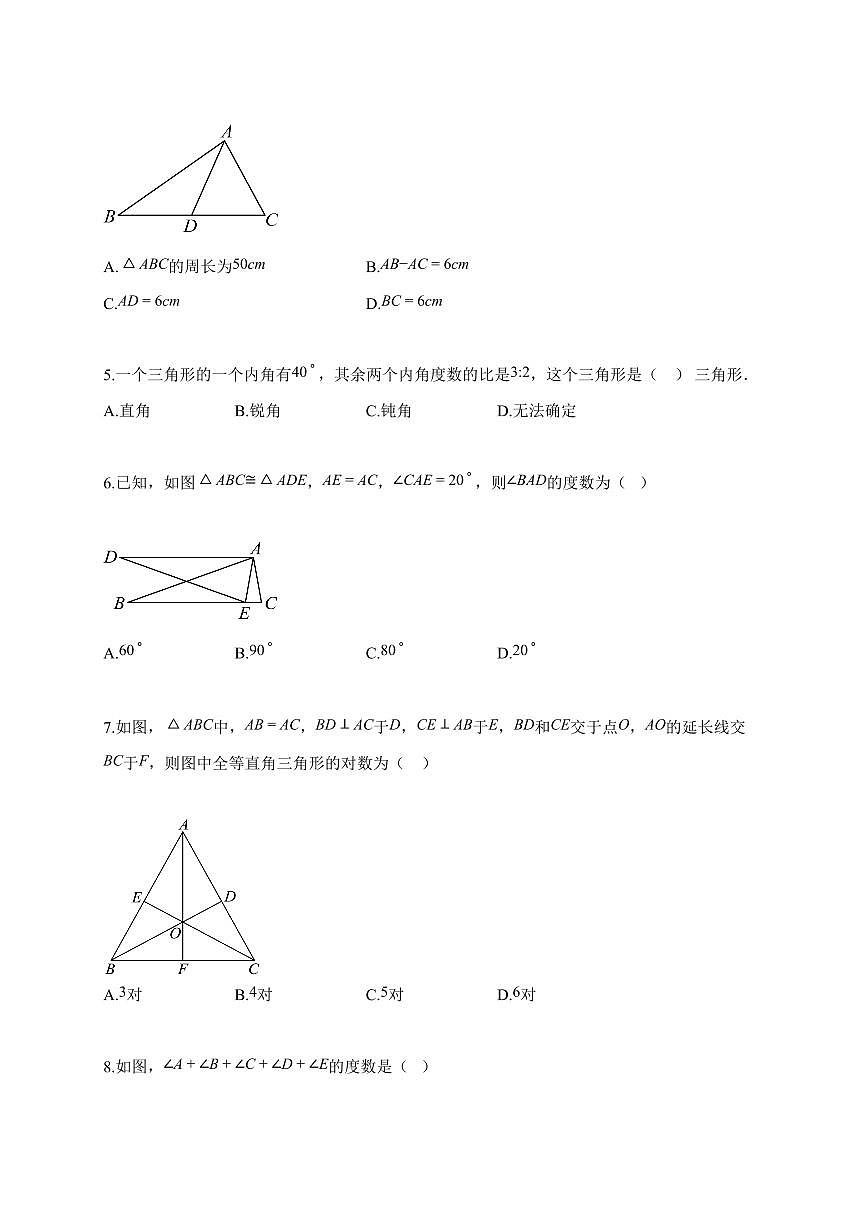 2025~2026学年山东省济宁市八年级上册数学10月月考试卷（含解析）第2页