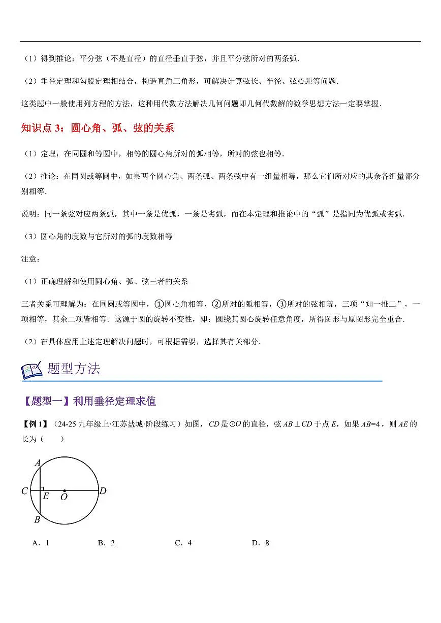圆的对称性（知识清单+7大题型+好题必刷）（原卷版）第2页