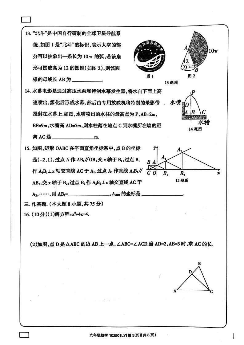 河南省周口市鹿邑县2024-2025学年九年级上学期1月期末数学试题第3页