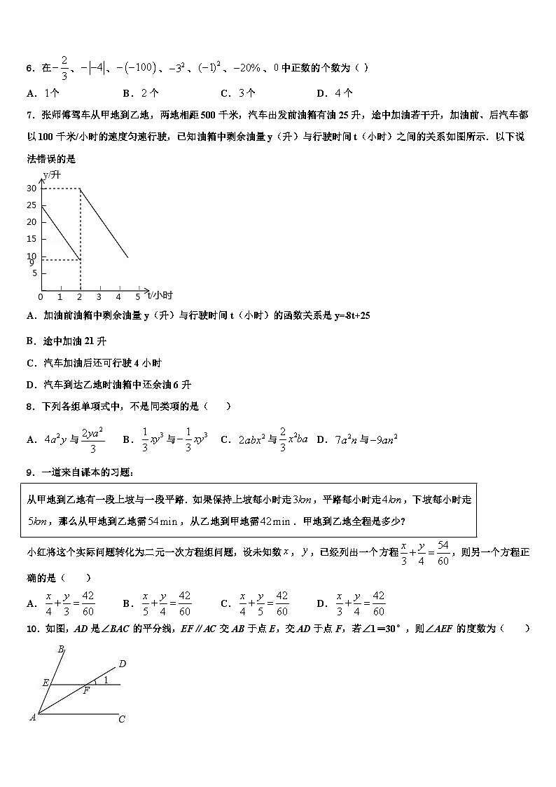 陕西省西安市西北大附属中学2026届数学七上期末考试模拟试题含解析第2页