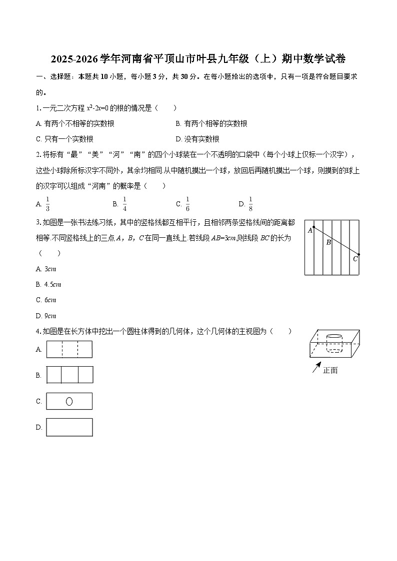 2025-2026学年河南省平顶山市叶县九年级（上）期中数学试卷-自定义类型第1页