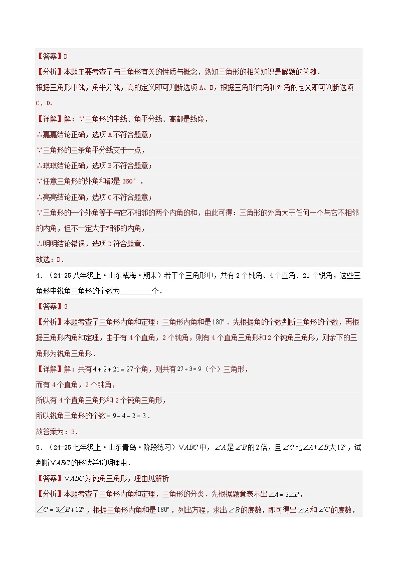 培优05 三角形章末14题型归类（专项训练）（解析版）八年级数学上册同步培优备课系列（人教版2024）【2025-2026】第3页