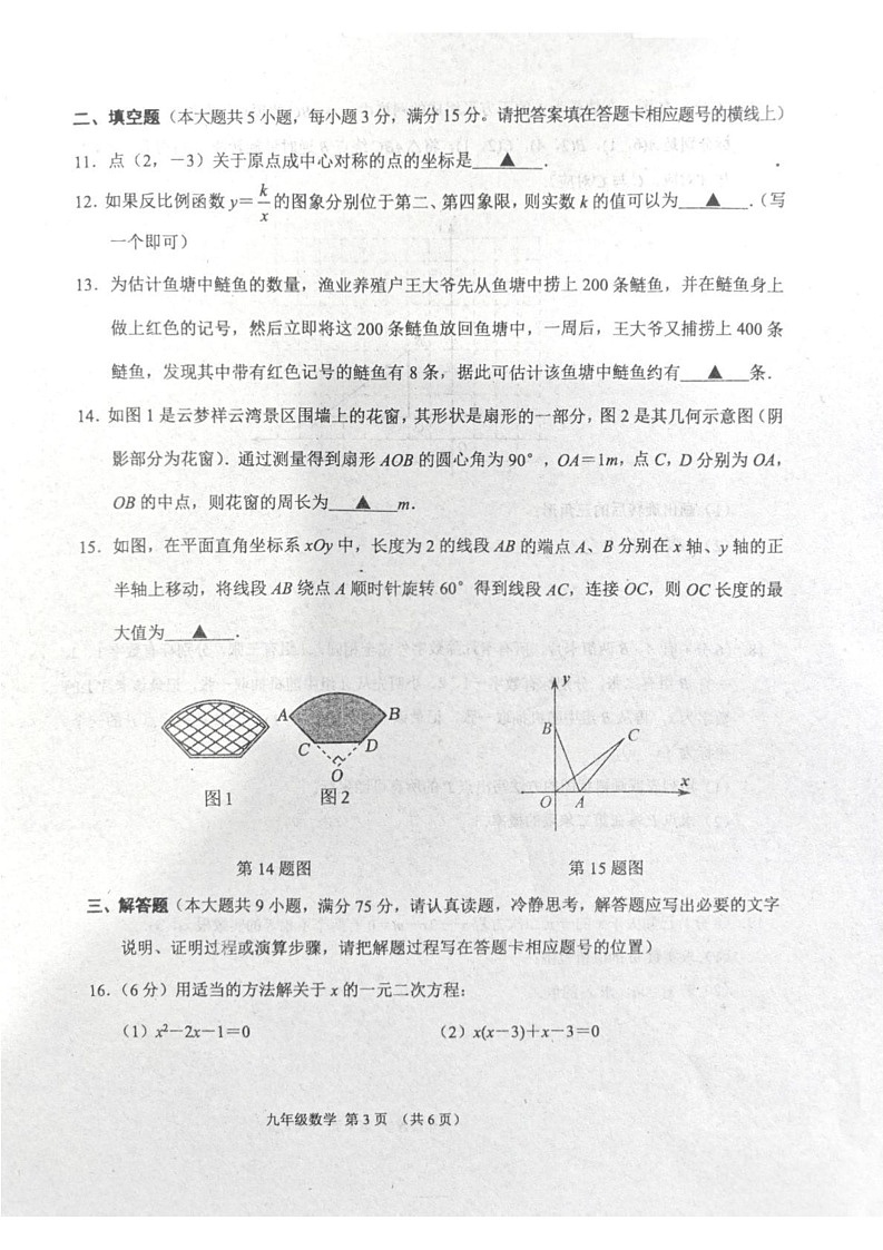 湖北省孝感市孝昌县2024-2025学年九年级上学期1月期末数学试题第3页