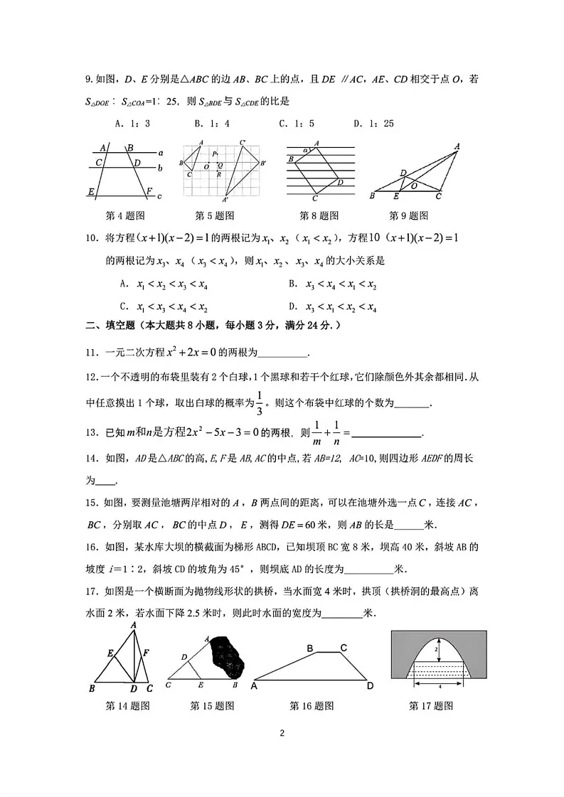 湖南省衡阳市船山实验中学2024-2025学年九年级上学期1月期末数学试题第2页
