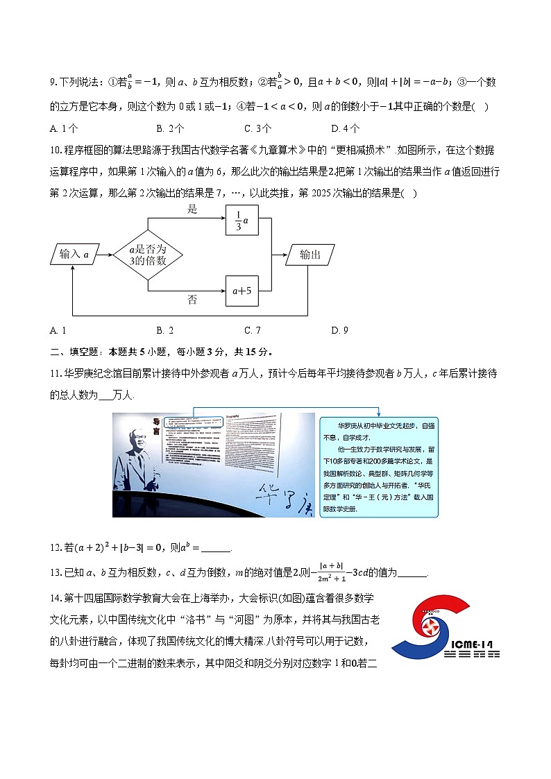 2025-2026学年广东省珠海九中七年级（上）期中数学试卷（含答案+解析）第2页
