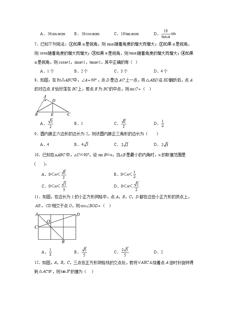 锐角三角函数练习  中考数学一轮复习（人教版）第2页