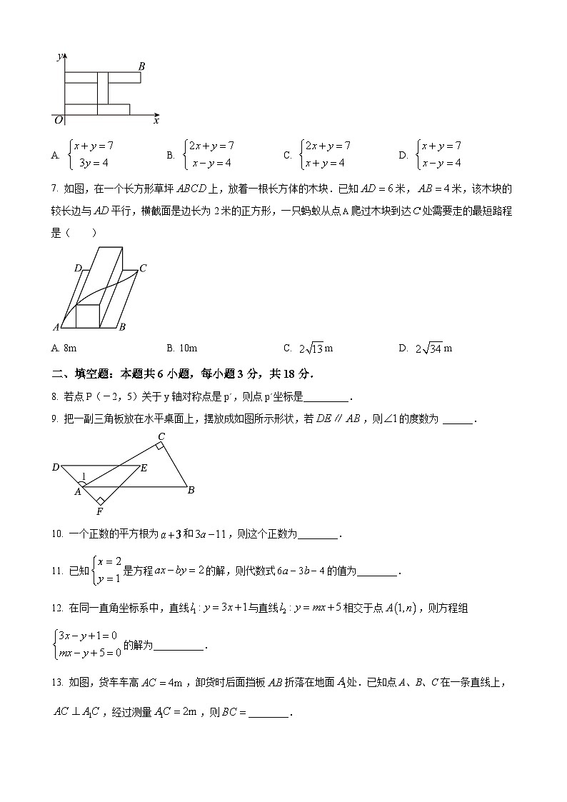 北师大版2024初中数学八上期末试卷（原卷版）第2页