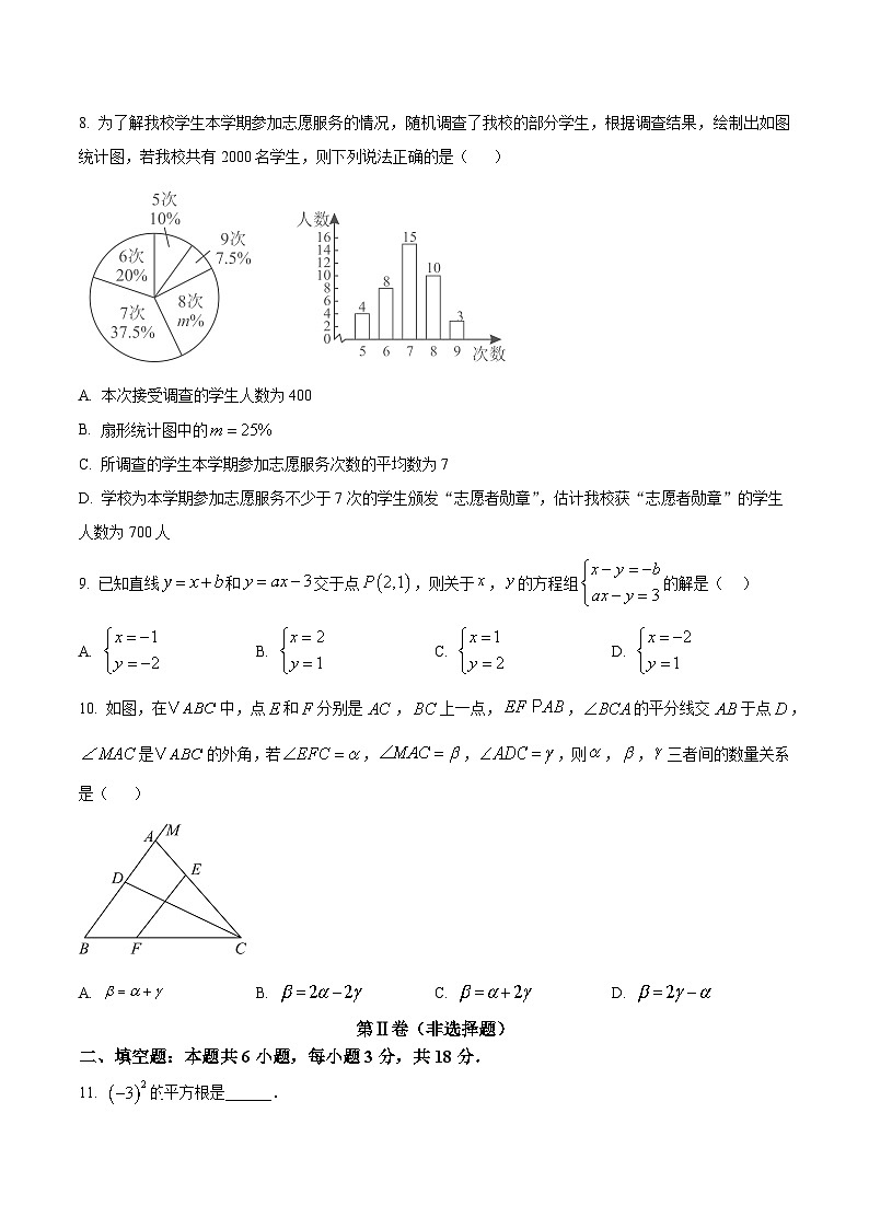 北师大版2024初中数学八上期末水平测试试题（原卷版）第2页