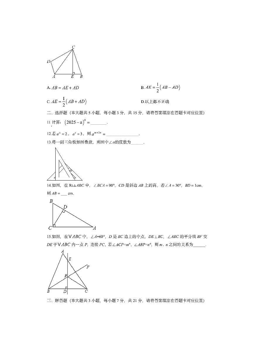 广东省江门市蓬江区2025-2026学年八年级上学期11月期中数学试卷（学生版）第3页