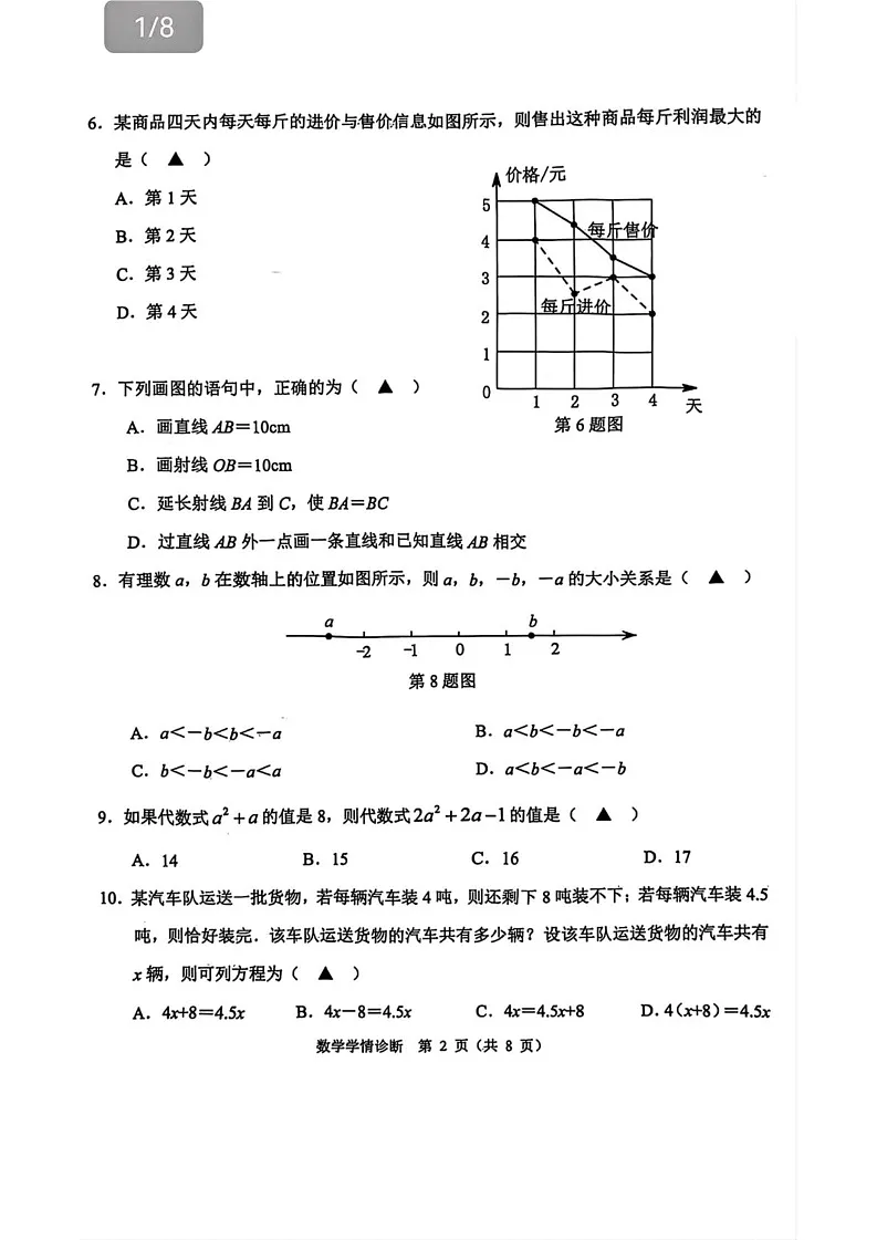 辽宁省沈阳市大东区2024-2025学年七年级上学期期末考试数学题第2页
