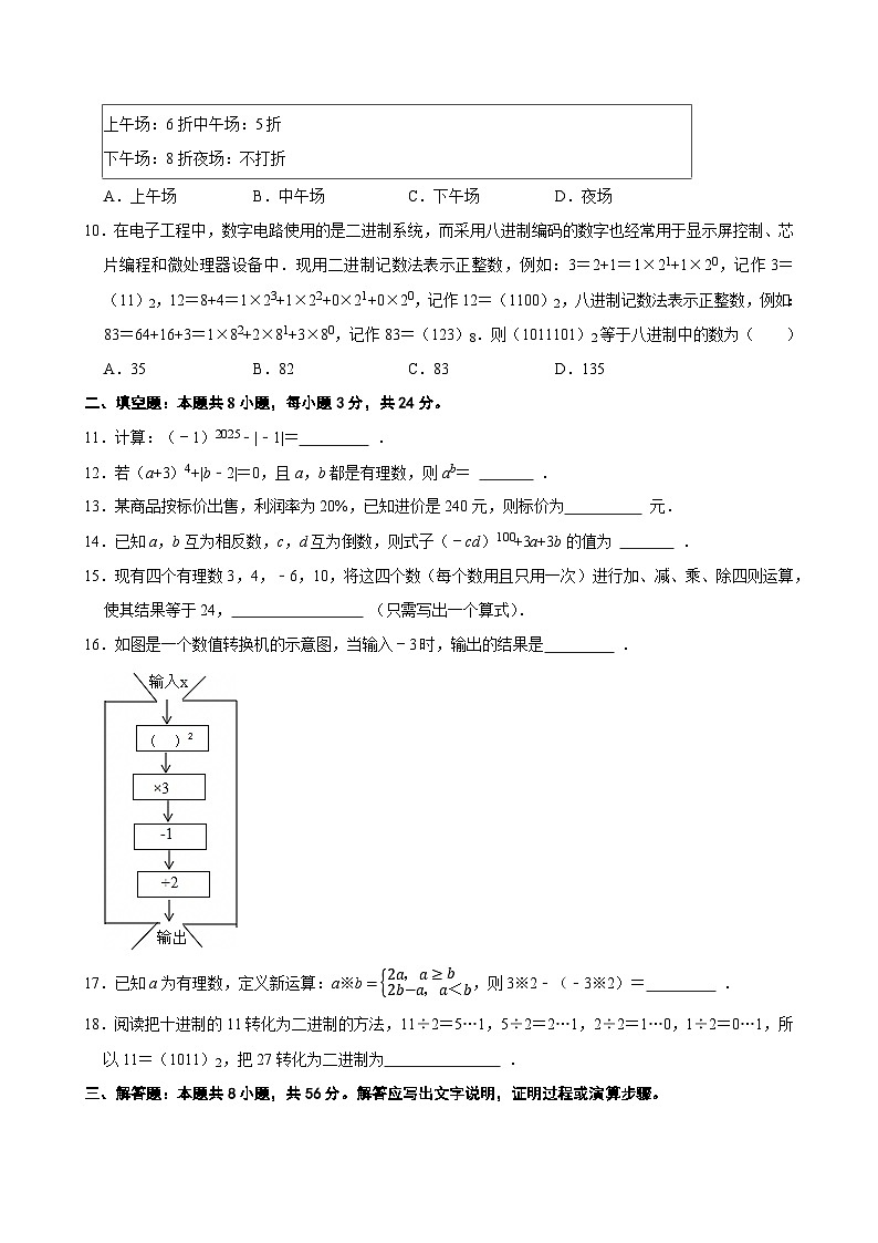 第二章 有理数的运算（提优卷）单元过关测试 2025-2026学年人教版七年级数学上册第2页