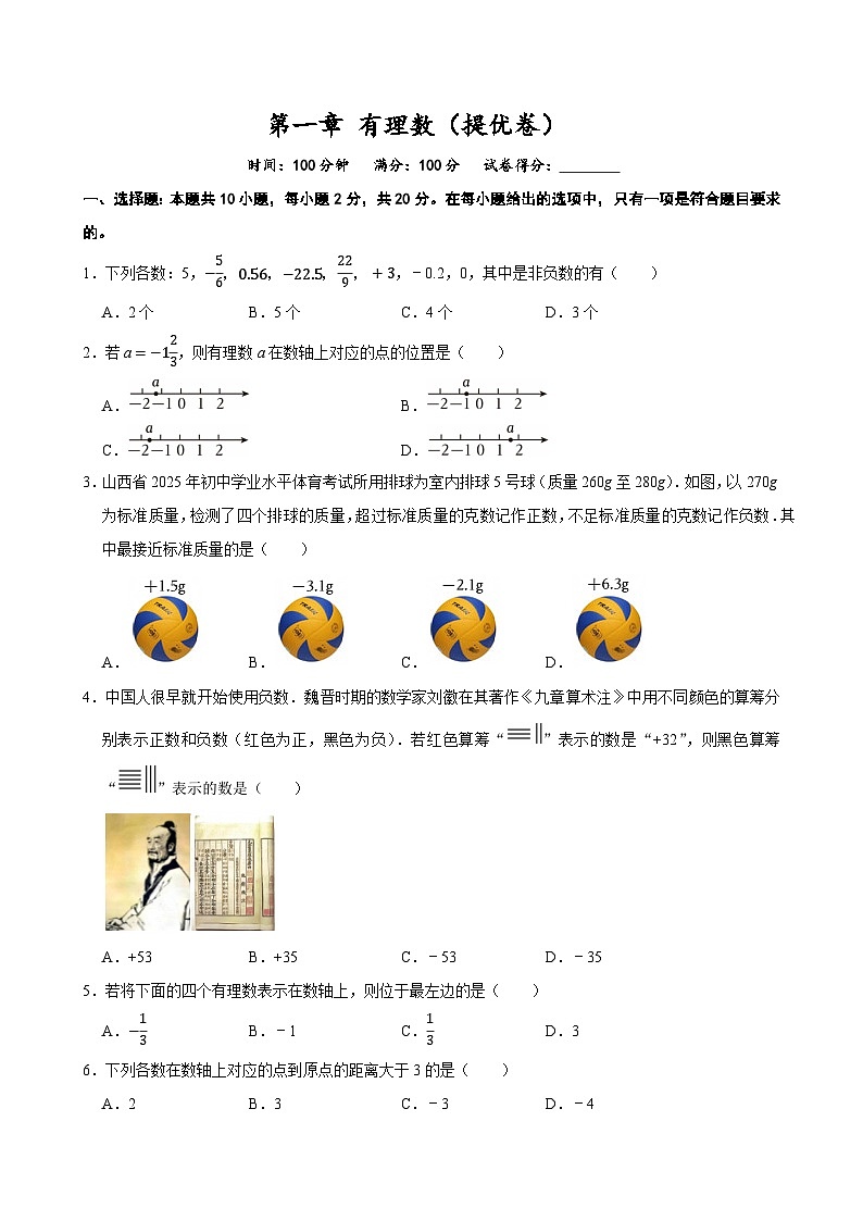 第一章 有理数（提优卷）单元过关测试  2025-2026学年人教版七年级数学上册第1页