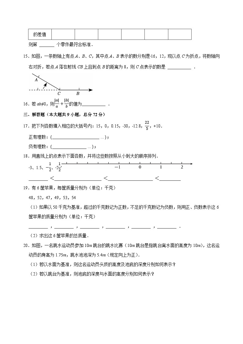 第一章《有理数》 复习试卷（1）2025--2026学年 人教版数学七年级上册（含答案）第3页