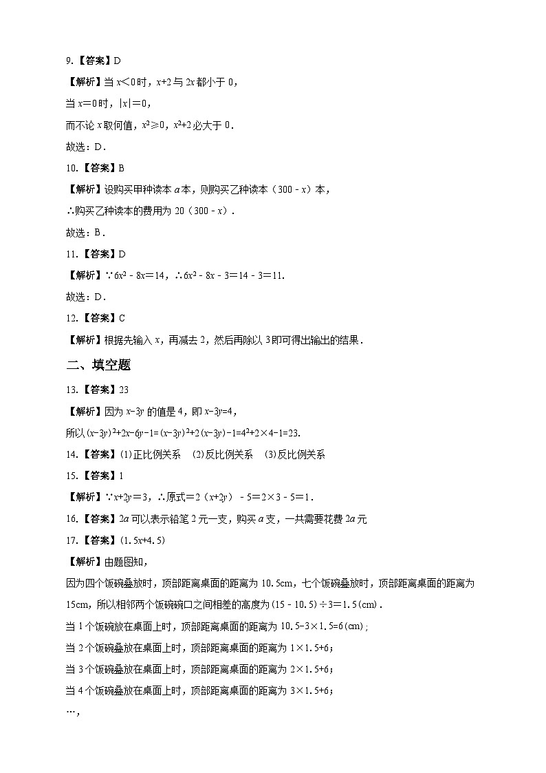 第三章代数式单元测试卷2025-2026学年人教版七年级数学上册 (1)第2页