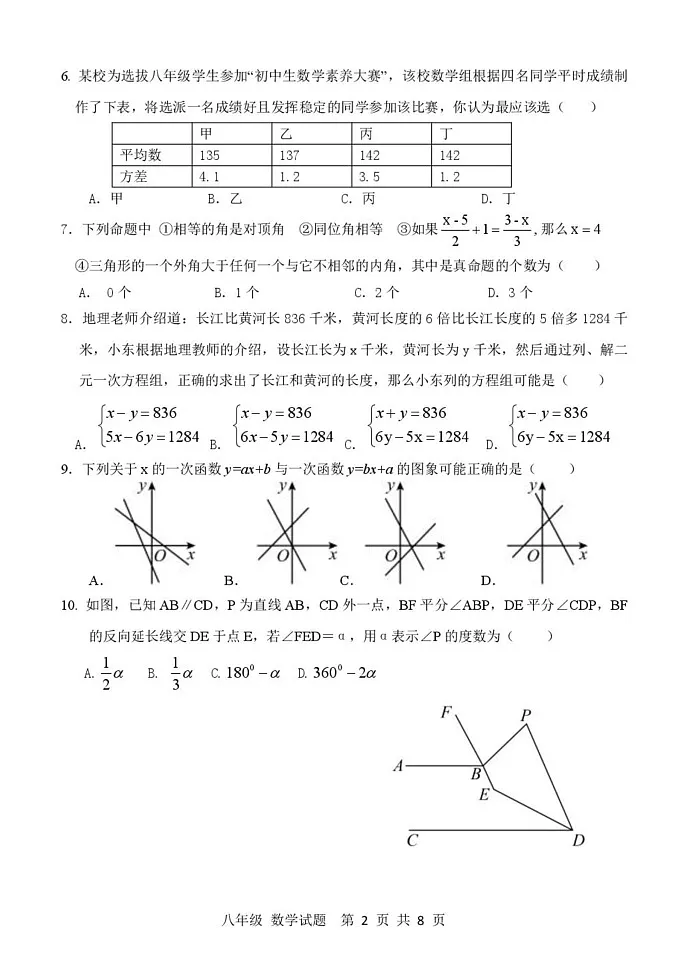 山东省济南市长清区2024-2025学年八年级上学期数学期末模拟试题第2页