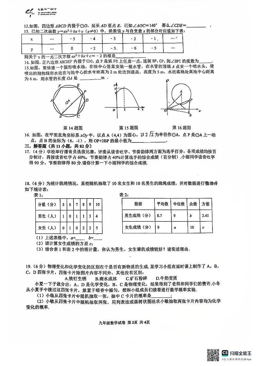 江苏省苏州高新区第一初级中学2025-2026学年九年级上学期12月月考数学试卷第2页