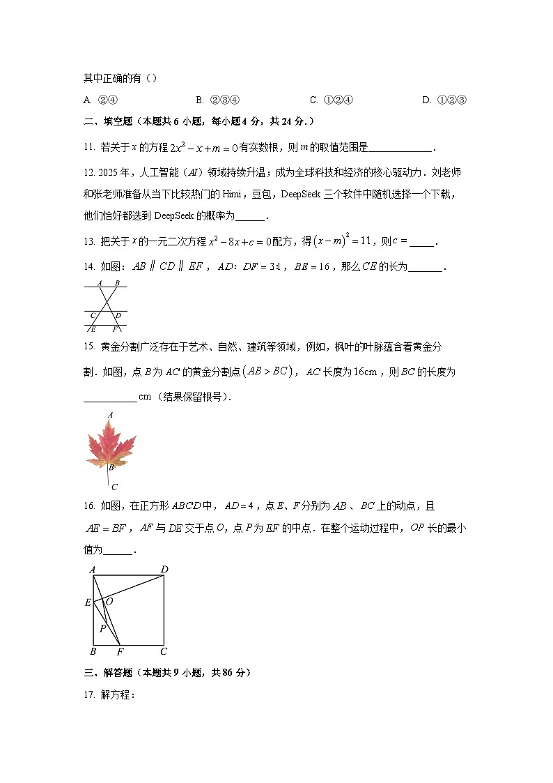 福建省漳州市诏安县2025-2026学年九年级上学期期中考试数学试卷（学生版）第3页