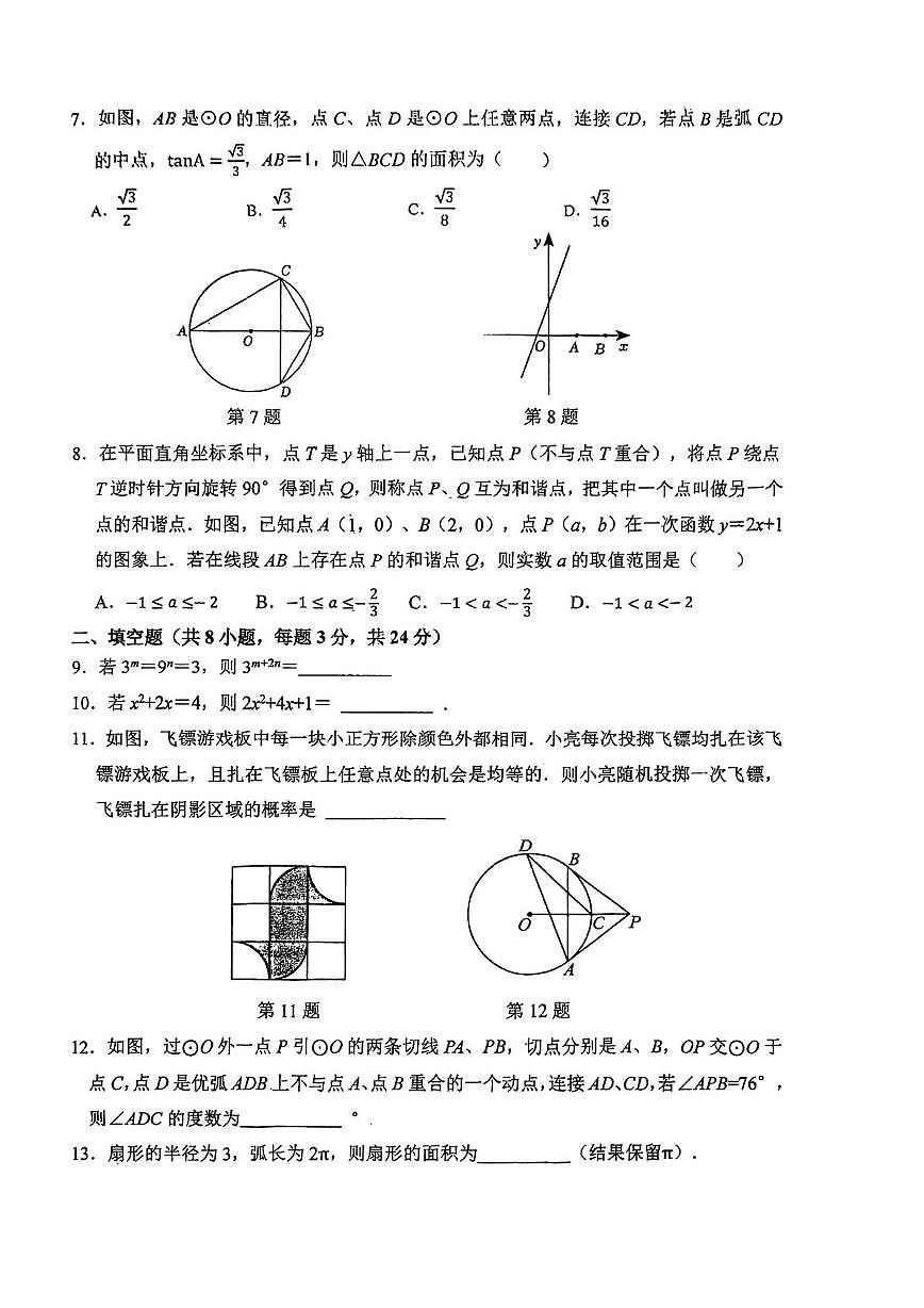 江苏省苏州市苏州外国语学校2024-2025学年下学期九年级数学二模试卷（月考）第2页