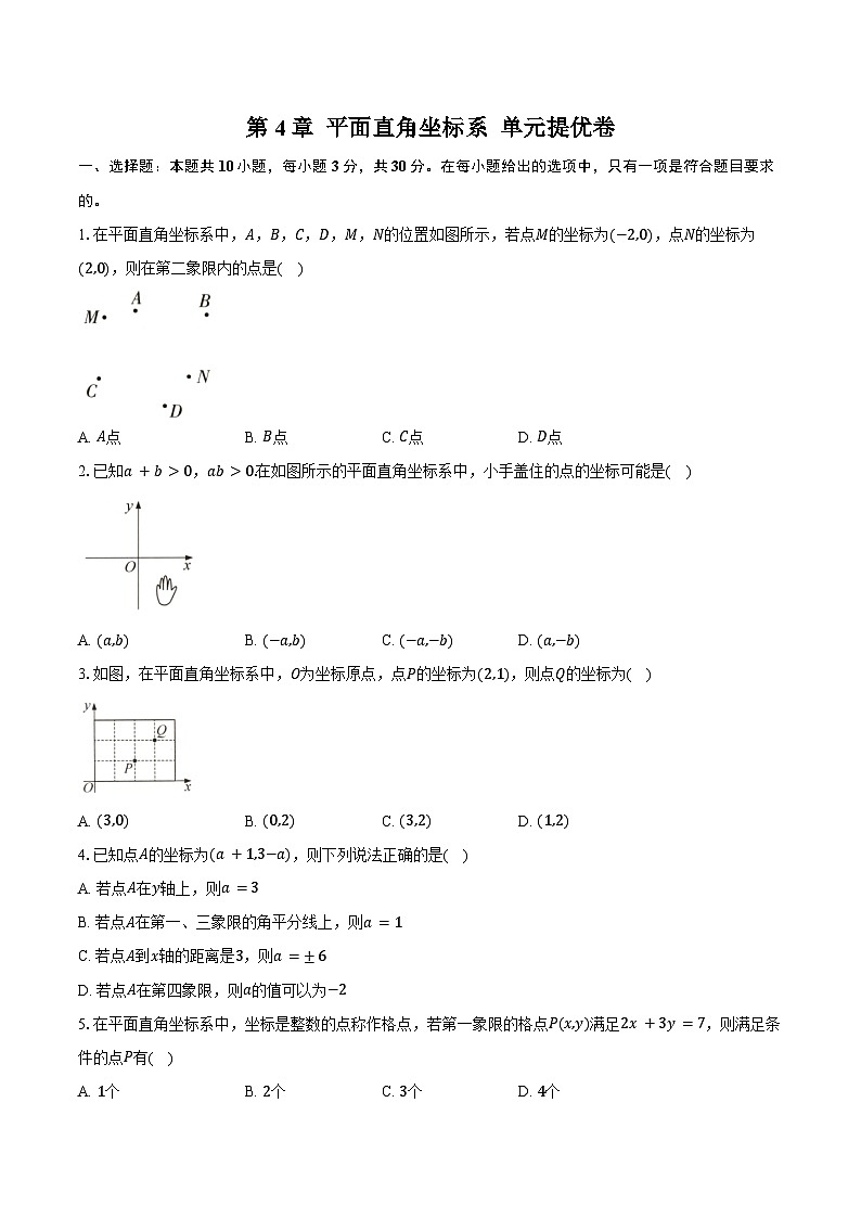 第4章 平面直角坐标系 单元提优卷 2025-2026学年苏科版八年级数学上册-学生用卷第1页