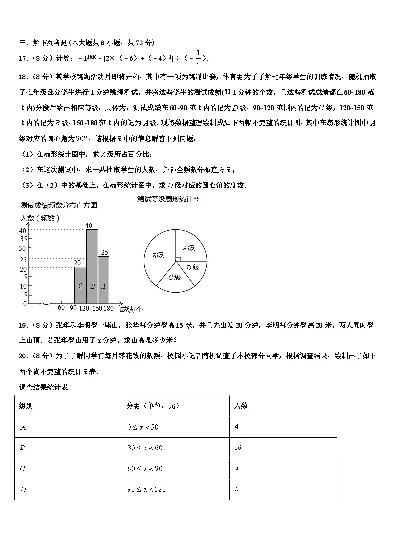 四川省绵阳市2026届数学七上期末综合测试模拟试题含解析第3页